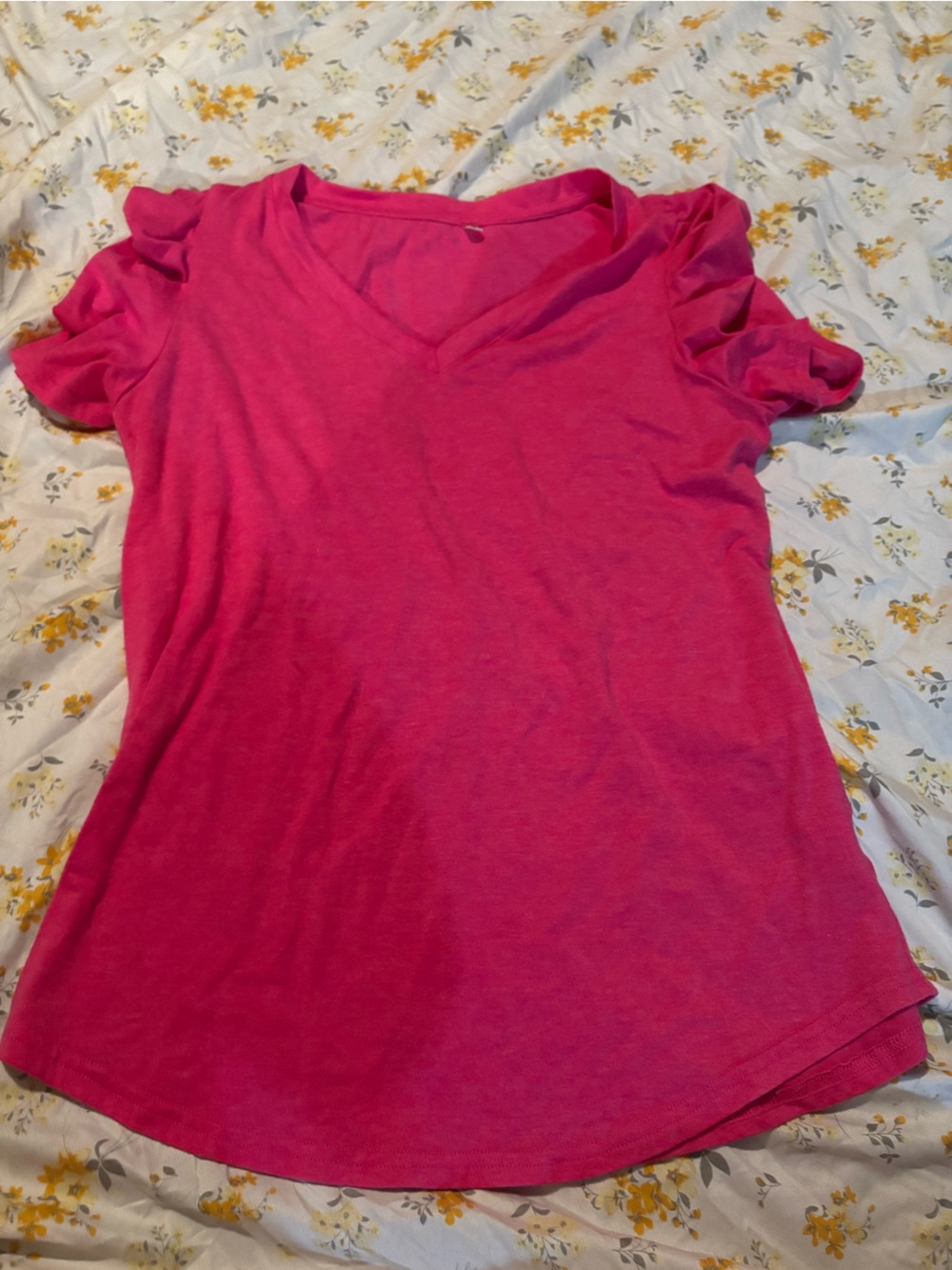 Women’s Hot Pink V-Neck Sleep & Lounge Tee
